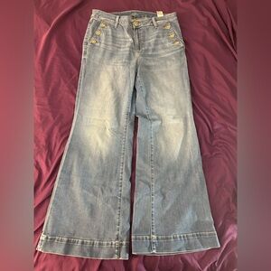 Chico's Flare Jeans with Gold Button